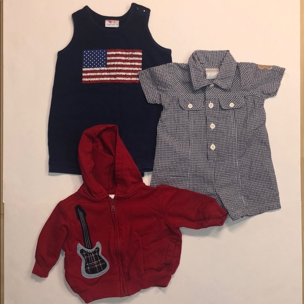 July 4th 🇺🇸 bundle 3-6 months, 2 rompers &jacket